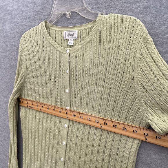 Foxcroft Cardigan Sweater Twin Set Size M Supima Cotton Pointelle Cable Knit - Picture 12 of 16
